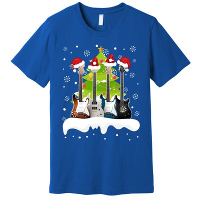 Guitar Santa Snow Christmas Tree Funny For Music Lovers Xmas Gift Premium T-Shirt