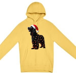 Gordon Setter Santa Hat Christmas Lights Dog Owner Mom Dad Premium Pullover Hoodie