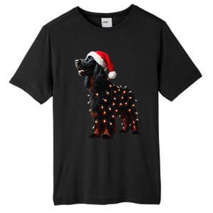 Gordon Setter Santa Hat Christmas Lights Dog Owner Mom Dad Tall Fusion ChromaSoft Performance T-Shirt