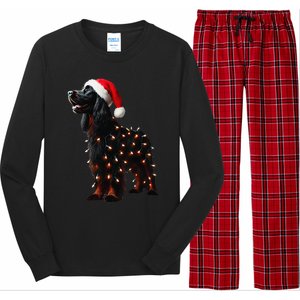 Gordon Setter Santa Hat Christmas Lights Dog Owner Mom Dad Long Sleeve Pajama Set