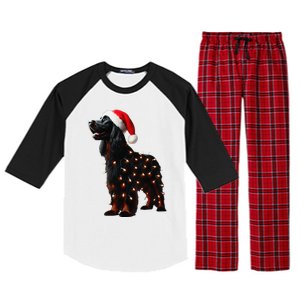 Gordon Setter Santa Hat Christmas Lights Dog Owner Mom Dad Raglan Sleeve Pajama Set