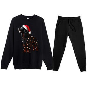 Gordon Setter Santa Hat Christmas Lights Dog Owner Mom Dad Premium Crewneck Sweatsuit Set