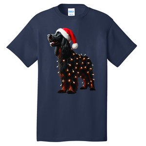 Gordon Setter Santa Hat Christmas Lights Dog Owner Mom Dad Tall T-Shirt