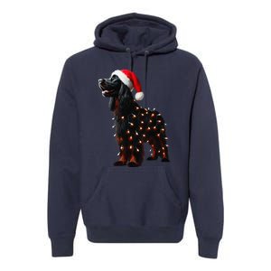 Gordon Setter Santa Hat Christmas Lights Dog Owner Mom Dad Premium Hoodie