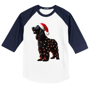 Gordon Setter Santa Hat Christmas Lights Dog Owner Mom Dad Baseball Sleeve Shirt