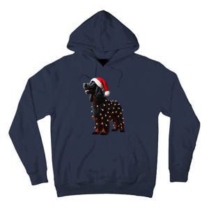 Gordon Setter Santa Hat Christmas Lights Dog Owner Mom Dad Tall Hoodie