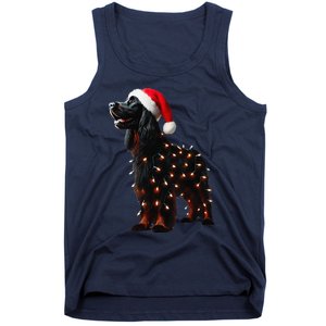 Gordon Setter Santa Hat Christmas Lights Dog Owner Mom Dad Tank Top