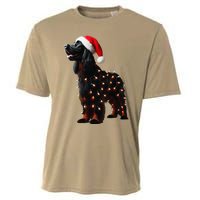 Gordon Setter Santa Hat Christmas Lights Dog Owner Mom Dad Cooling Performance Crew T-Shirt