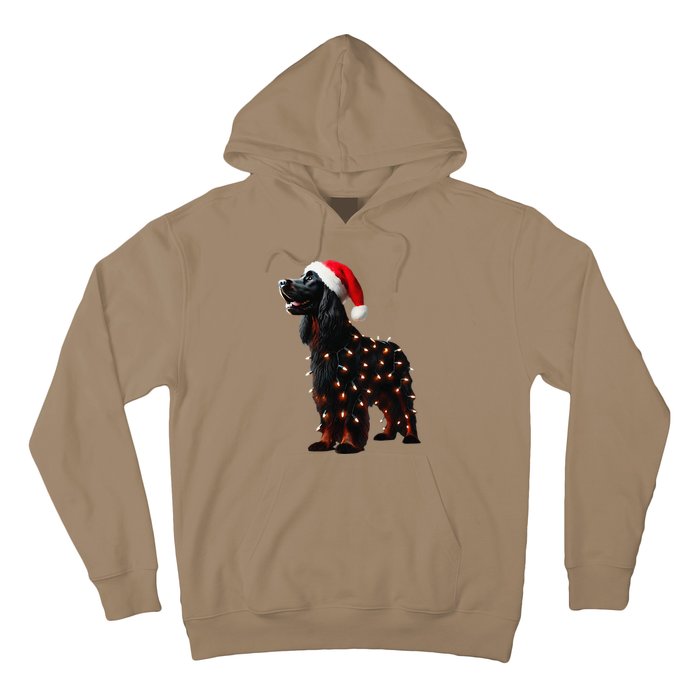 Gordon Setter Santa Hat Christmas Lights Dog Owner Mom Dad Hoodie