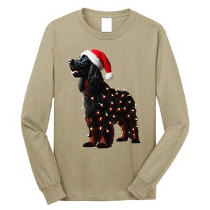 Gordon Setter Santa Hat Christmas Lights Dog Owner Mom Dad Long Sleeve Shirt