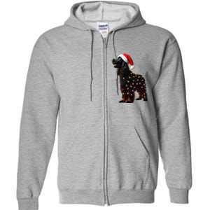 Gordon Setter Santa Hat Christmas Lights Dog Owner Mom Dad Full Zip Hoodie