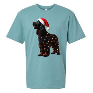 Gordon Setter Santa Hat Christmas Lights Dog Owner Mom Dad Sueded Cloud Jersey T-Shirt