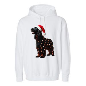 Gordon Setter Santa Hat Christmas Lights Dog Owner Mom Dad Garment-Dyed Fleece Hoodie