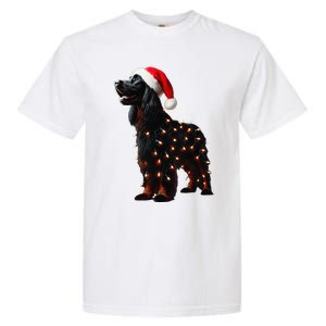 Gordon Setter Santa Hat Christmas Lights Dog Owner Mom Dad Garment-Dyed Heavyweight T-Shirt