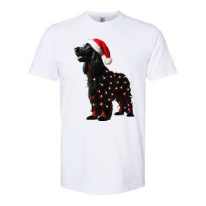 Gordon Setter Santa Hat Christmas Lights Dog Owner Mom Dad Softstyle CVC T-Shirt