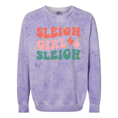 Groovy Sleigh Sleigh Pink Christmas Xmas Holiday Cool Gift Colorblast Crewneck Sweatshirt