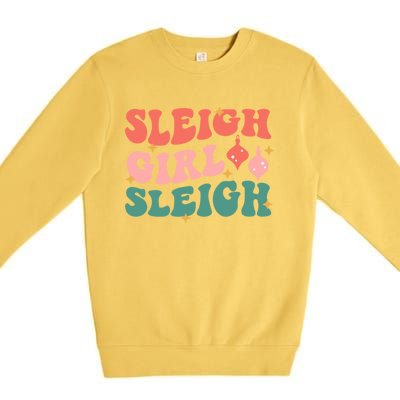 Groovy Sleigh Sleigh Pink Christmas Xmas Holiday Cool Gift Premium Crewneck Sweatshirt