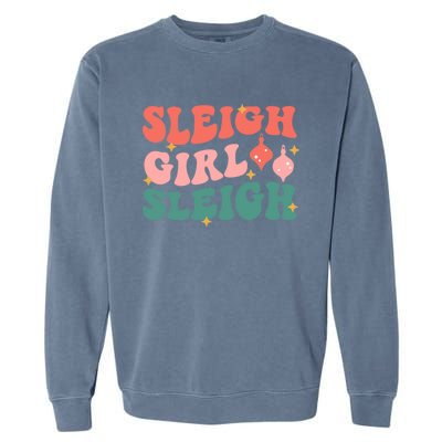 Groovy Sleigh Sleigh Pink Christmas Xmas Holiday Cool Gift Garment-Dyed Sweatshirt