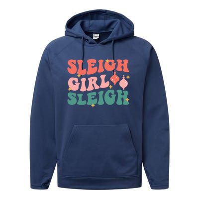 Groovy Sleigh Sleigh Pink Christmas Xmas Holiday Cool Gift Performance Fleece Hoodie