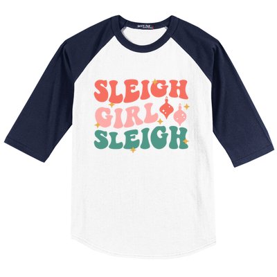 Groovy Sleigh Sleigh Pink Christmas Xmas Holiday Cool Gift Baseball Sleeve Shirt