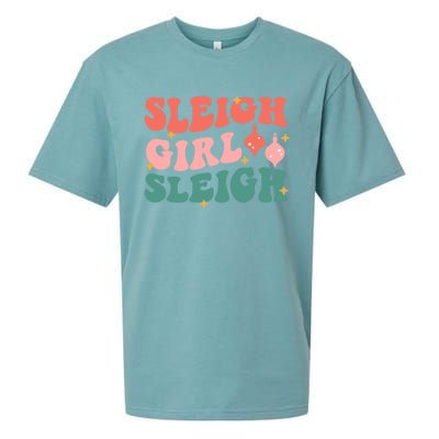 Groovy Sleigh Sleigh Pink Christmas Xmas Holiday Cool Gift Sueded Cloud Jersey T-Shirt