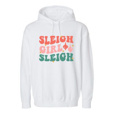 Groovy Sleigh Sleigh Pink Christmas Xmas Holiday Cool Gift Garment-Dyed Fleece Hoodie