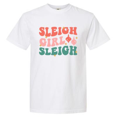 Groovy Sleigh Sleigh Pink Christmas Xmas Holiday Cool Gift Garment-Dyed Heavyweight T-Shirt