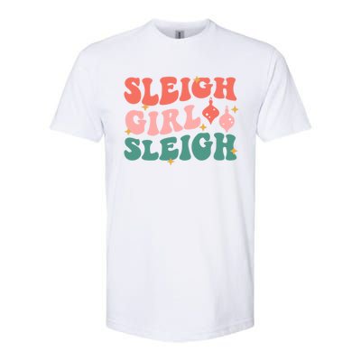 Groovy Sleigh Sleigh Pink Christmas Xmas Holiday Cool Gift Softstyle CVC T-Shirt