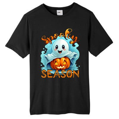 Groovy Spooky Season Cute Ghost Holding Pumpkin Halloween Tall Fusion ChromaSoft Performance T-Shirt