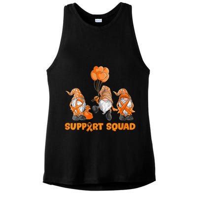 Gnomes Support Squad MS Awareness Orange Ribbon Ladies PosiCharge Tri-Blend Wicking Tank