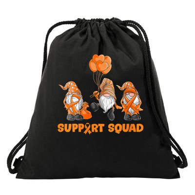 Gnomes Support Squad MS Awareness Orange Ribbon Drawstring Bag