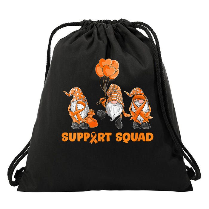 Gnomes Support Squad MS Awareness Orange Ribbon Drawstring Bag