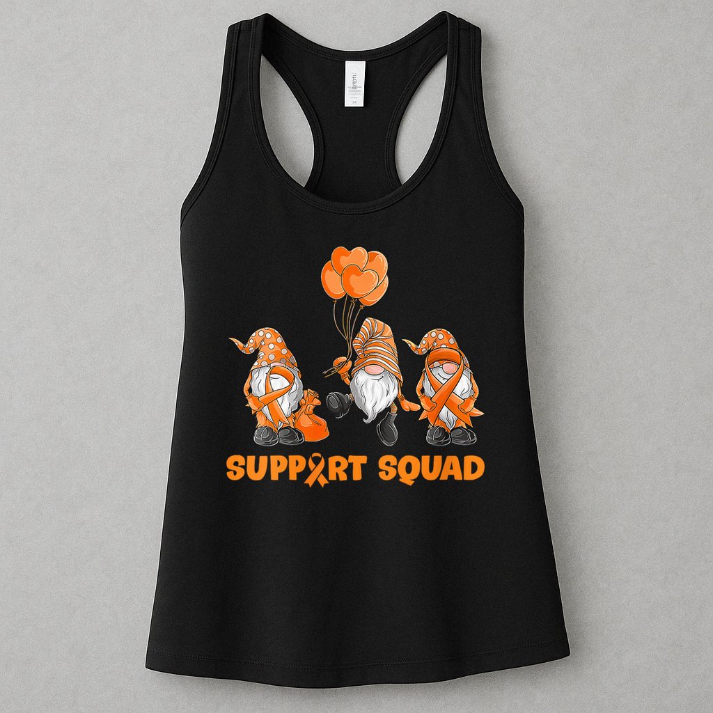 Gnomes Support Squad MS Awareness Orange Ribbon Womens Tank Top