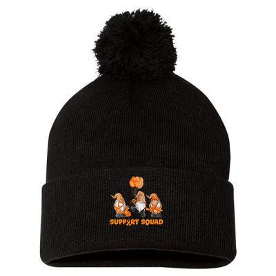 Gnomes Support Squad MS Awareness Orange Ribbon Pom Pom 12in Knit Beanie
