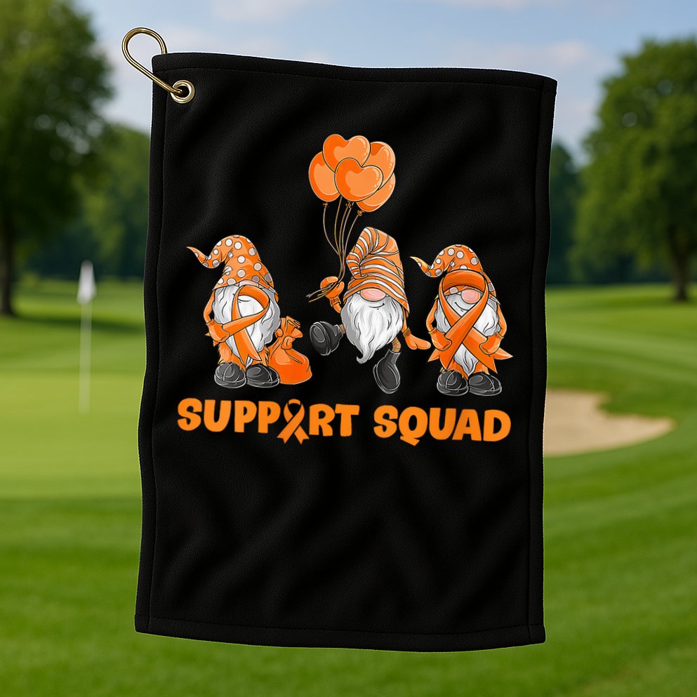 Gnomes Support Squad MS Awareness Orange Ribbon Golf Towel