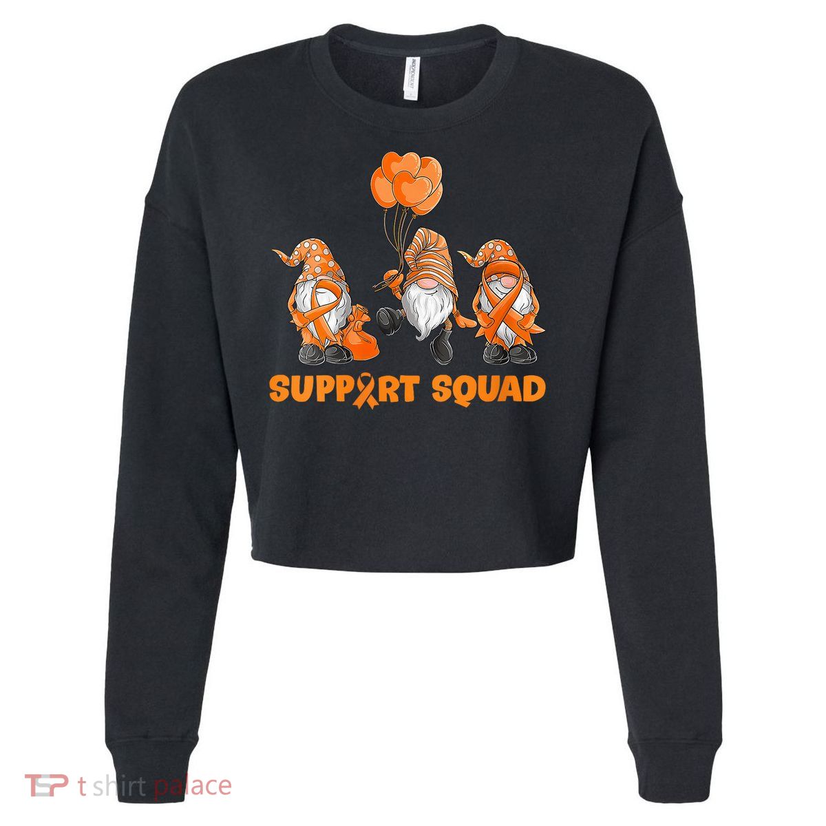 Gnomes Support Squad MS Awareness Orange Ribbon Cropped Pullover Crew