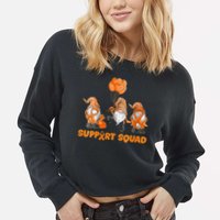 Gnomes Support Squad MS Awareness Orange Ribbon Cropped Pullover Crew