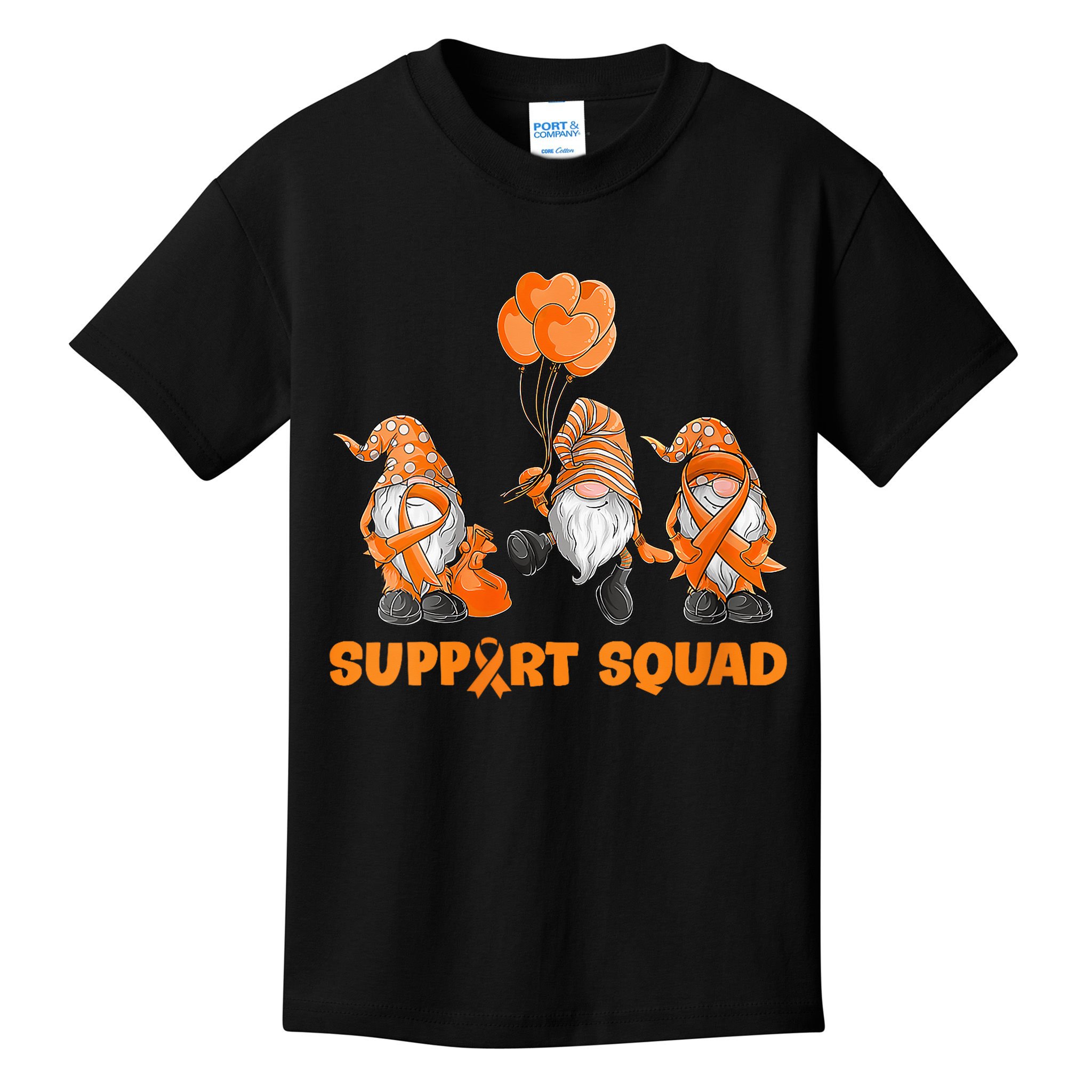 Gnomes Support Squad MS Awareness Orange Ribbon Kids T-Shirt