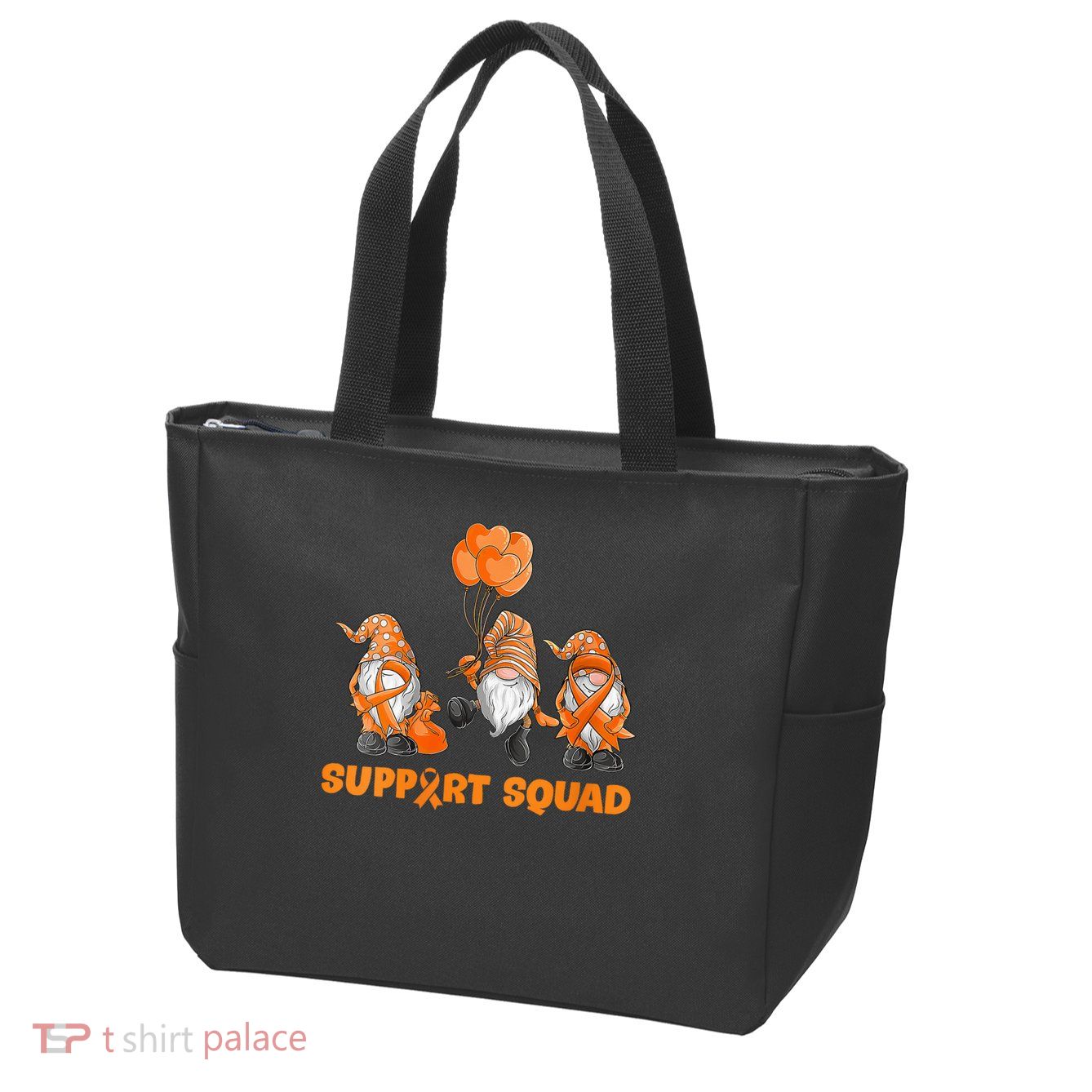 Gnomes Support Squad MS Awareness Orange Ribbon Zip Tote Bag