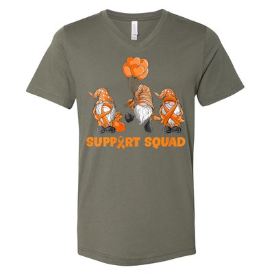 Gnomes Support Squad MS Awareness Orange Ribbon V-Neck T-Shirt