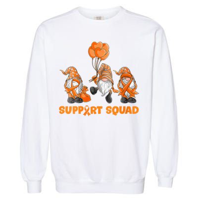 Gnomes Support Squad MS Awareness Orange Ribbon Garment-Dyed Sweatshirt
