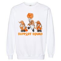 Gnomes Support Squad MS Awareness Orange Ribbon Garment-Dyed Sweatshirt