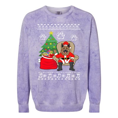 German Shepherd Santa Ugly Christmas Colorblast Crewneck Sweatshirt