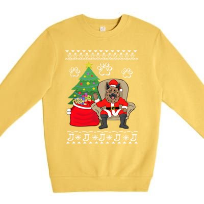 German Shepherd Santa Ugly Christmas Premium Crewneck Sweatshirt