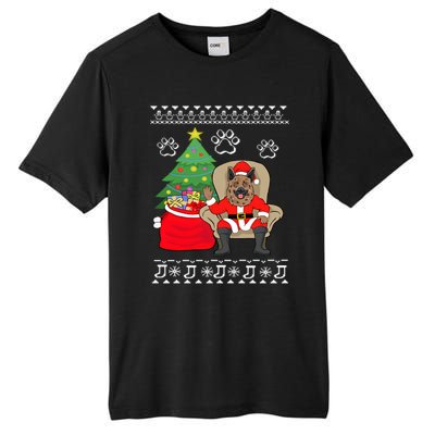 German Shepherd Santa Ugly Christmas Tall Fusion ChromaSoft Performance T-Shirt