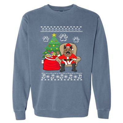 German Shepherd Santa Ugly Christmas Garment-Dyed Sweatshirt