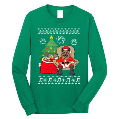 German Shepherd Santa Ugly Christmas Long Sleeve Shirt