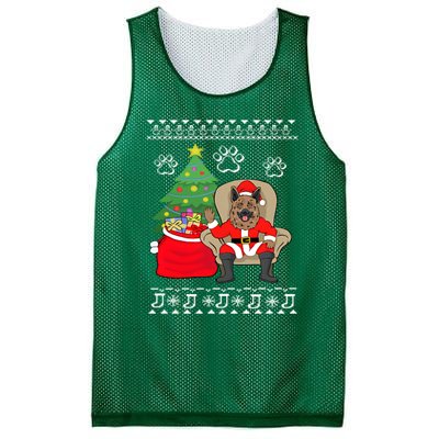 German Shepherd Santa Ugly Christmas Mesh Reversible Basketball Jersey Tank