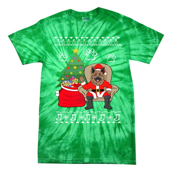 German Shepherd Santa Ugly Christmas Tie-Dye T-Shirt