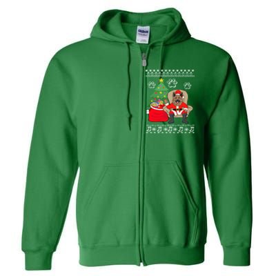 German Shepherd Santa Ugly Christmas Full Zip Hoodie